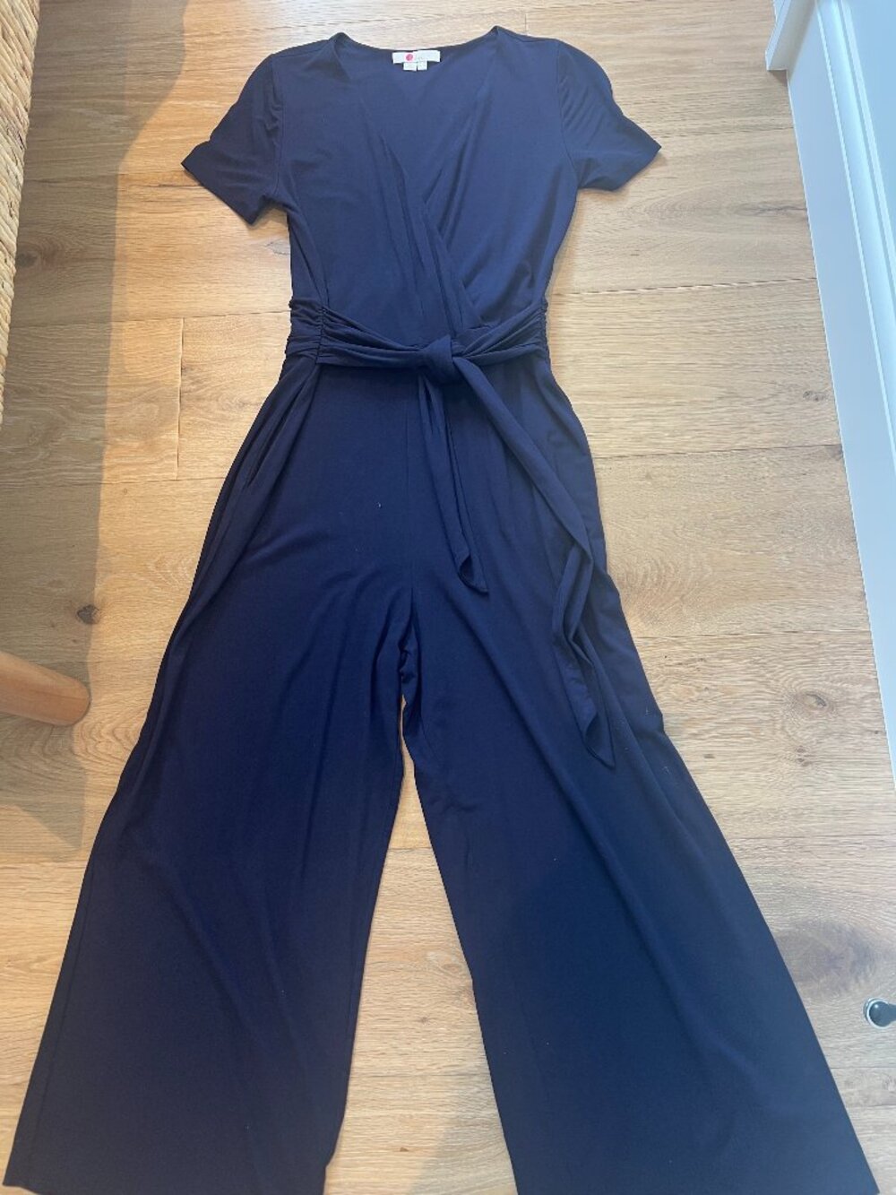 Boden Navy Blue Short Sleeve Tie-Waist Jumpsuit